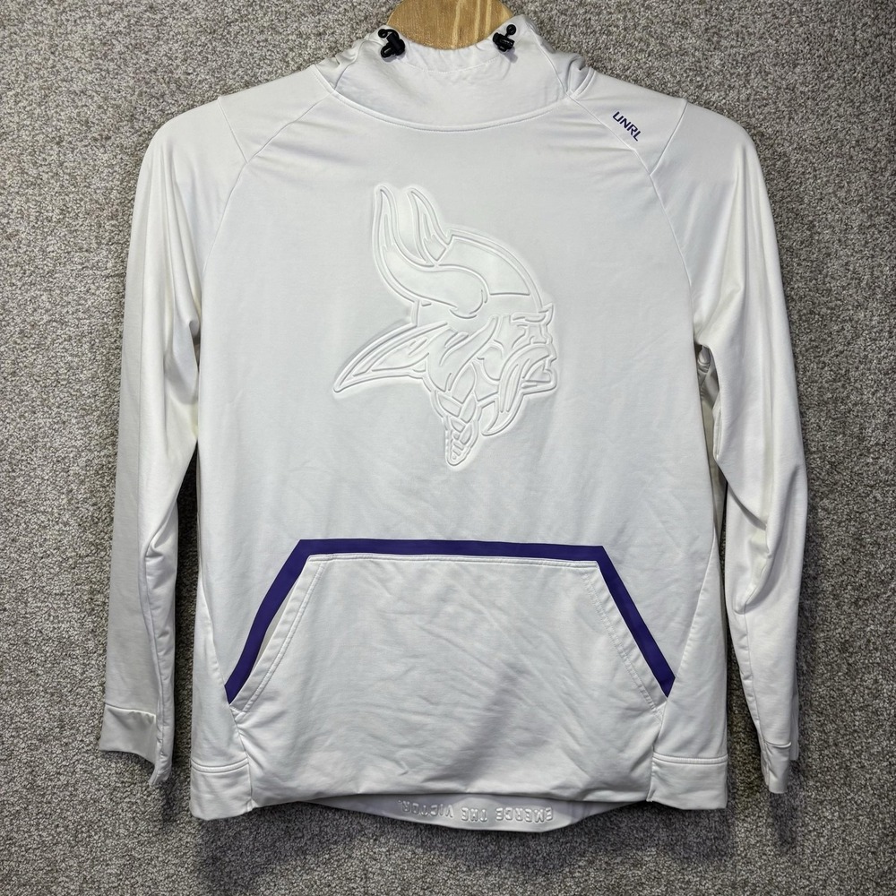 UNRL Minnesota Vikings Sweatshirt Mens 2XL White NFL Football Hoodie Pullover